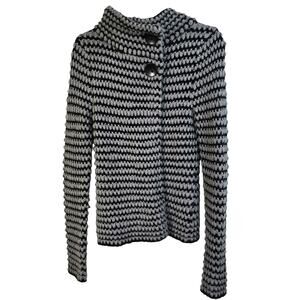 Krimson Klover Midnight Sun Cardigan Women's M Gray Black Stripe Alpaca Gorpcore